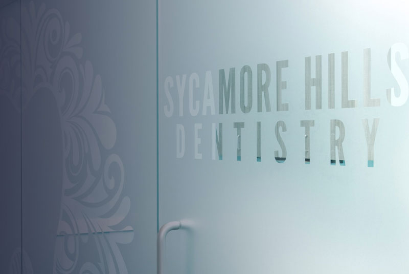 sycamore hills logo on glass panel