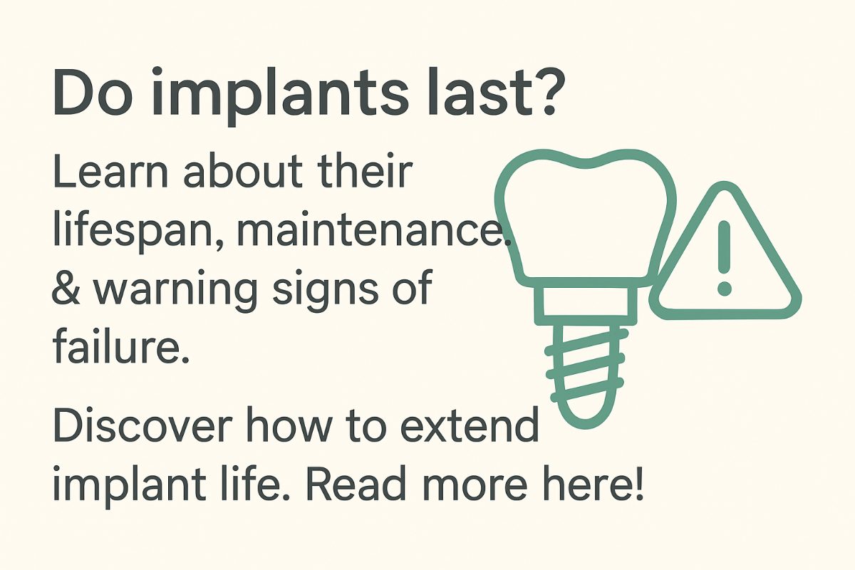A dentist is pointing to a dental implant placed in a patient's mouth, using it as a visual aid to explain the procedure and long-term benefits. No text on image.